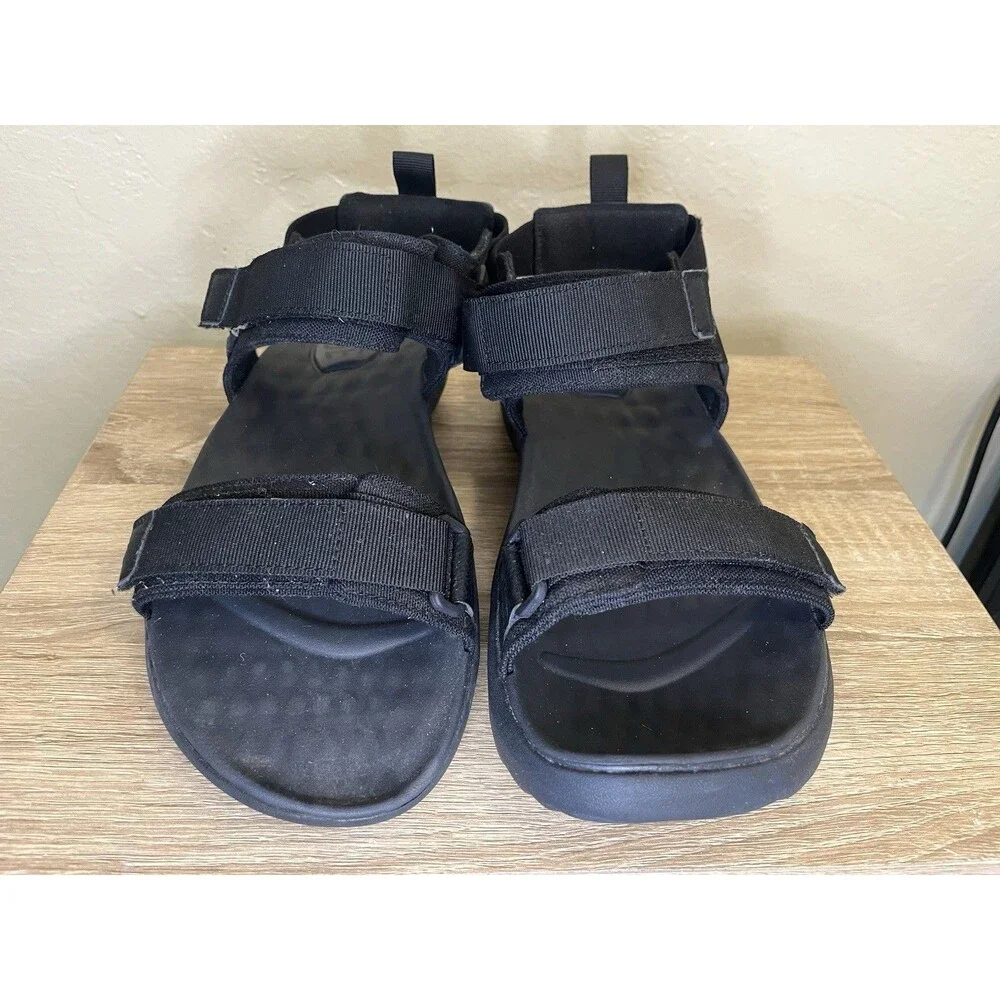Hey Dude Men's Black Carson Sandals US Size 10 Hook And Loop Adjustable